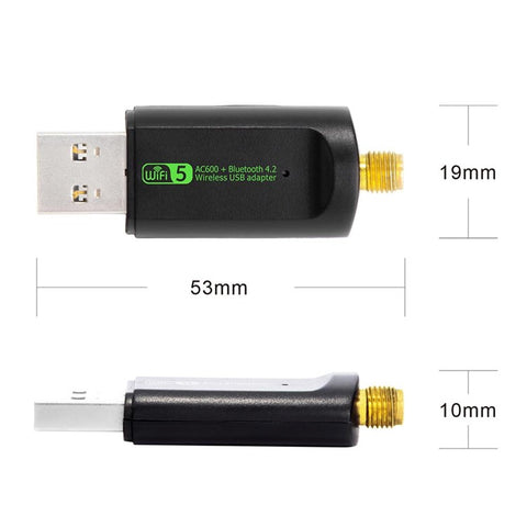 Bluetooth-compatible WiFi Adapter USB Antenna Dongle Ethernet 600Mbps Dual Band Wireless Network Card