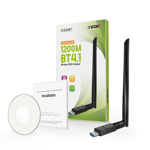 EDUP EP-AC1690 1200Mbps USB WiFi Adapter Dual Band 2.4Ghz/5Ghz Bluetooth-compatible 4.1 WiFi Receiver Antenna Network Card for Desktop PC