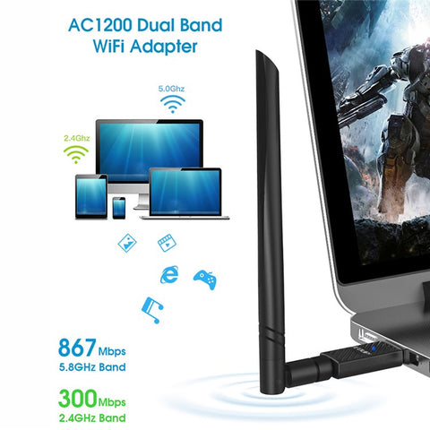 EDUP EP-AC1690 1200Mbps USB WiFi Adapter Dual Band 2.4Ghz/5Ghz Bluetooth-compatible 4.1 WiFi Receiver Antenna Network Card for Desktop PC