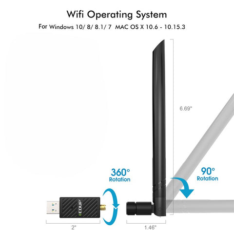 EDUP EP-AC1690 1200Mbps USB WiFi Adapter Dual Band 2.4Ghz/5Ghz Bluetooth-compatible 4.1 WiFi Receiver Antenna Network Card for Desktop PC