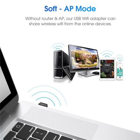 EDUP EP-AC1651 WiFi Dongle 650Mbps 5G/2.4GHz Dual Band Wireless Network Card USB LAN Adapter for PC Laptop