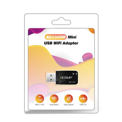 EDUP EP-AC1689 1300Mbps Mini USB3.0 WiFi Adapter Network Card USB Dual Band 5.8G/2.4GHz Wireless Adapter for Desktop PC Laptop