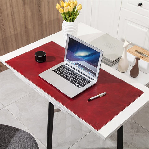 Non-slip Large Mouse Mat Oil Wax Cowhide Leather Gaming Mousepad Home Office Desk Pad, 60x30cm
