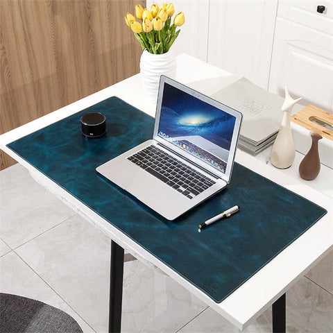 Non-slip Large Mouse Mat Oil Wax Cowhide Leather Gaming Mousepad Home Office Desk Pad, 60x30cm