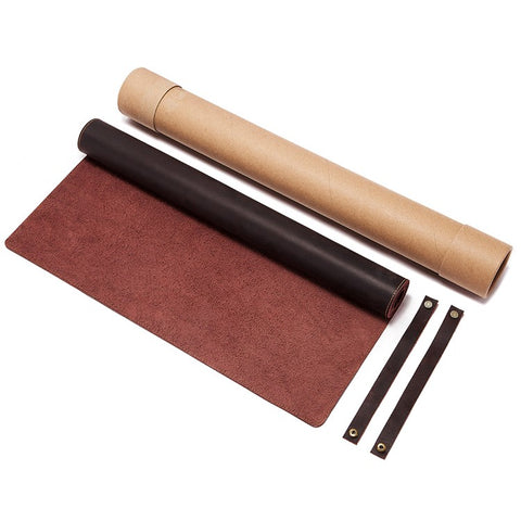 Crazy Horse Texture Mouse Mat Full Grain Cowhide Leather Smooth Gaming Mousepad for Home Office Desk, 60x30cm