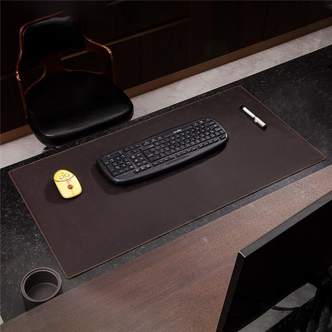 Crazy Horse Texture Mouse Mat Full Grain Cowhide Leather Smooth Gaming Mousepad for Home Office Desk, 60x30cm