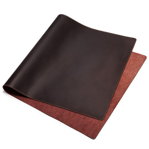 Crazy Horse Texture Mouse Mat Full Grain Cowhide Leather Smooth Gaming Mousepad for Home Office Desk, 60x30cm