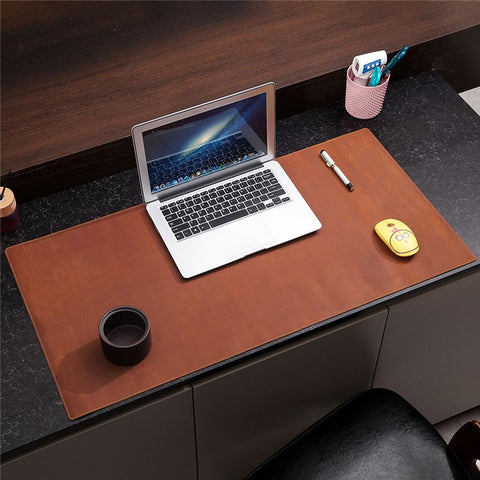 Crazy Horse Texture Mouse Mat Full Grain Cowhide Leather Smooth Gaming Mousepad for Home Office Desk, 60x30cm