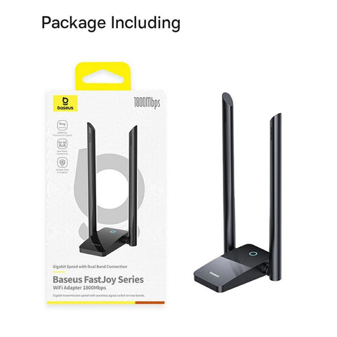BASEUS Fastjoy 2.4G / 5.8G Dual Band 1800Mbps WiFi Adapter with External Antenna