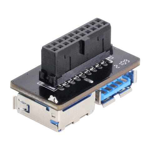 U3-056 Dual USB 3.0 A Type Female to Motherboard 20Pin Box Header Slot Adapter PCBA Flat Type Converter