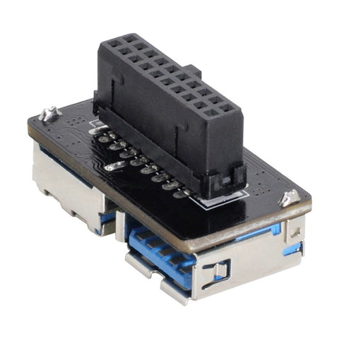 U3-056 Dual USB 3.0 A Type Female to Motherboard 20Pin Box Header Slot Adapter PCBA Flat Type Converter
