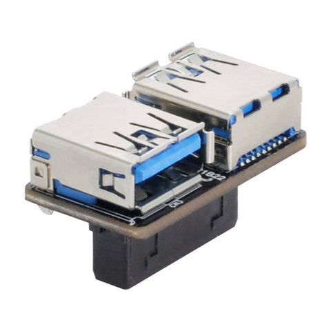 U3-056 Dual USB 3.0 A Type Female to Motherboard 20Pin Box Header Slot Adapter PCBA Flat Type Converter
