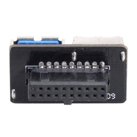 U3-056 Dual USB 3.0 A Type Female to Motherboard 20Pin Box Header Slot Adapter PCBA Flat Type Converter