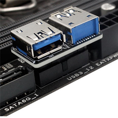 U3-056 Dual USB 3.0 A Type Female to Motherboard 20Pin Box Header Slot Adapter PCBA Flat Type Converter