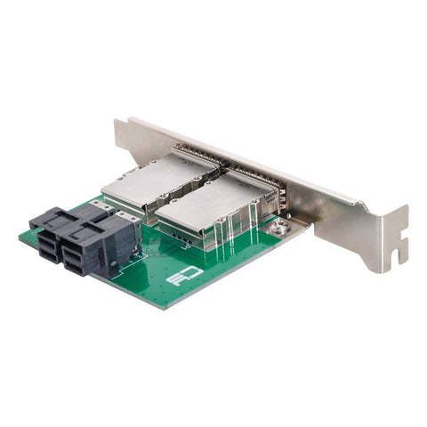 SF-030 Dual Ports Mini SAS SFF-8088 to Internal SAS HD SFF-8643 PCBA Female Adapter with Low Profile Bracket