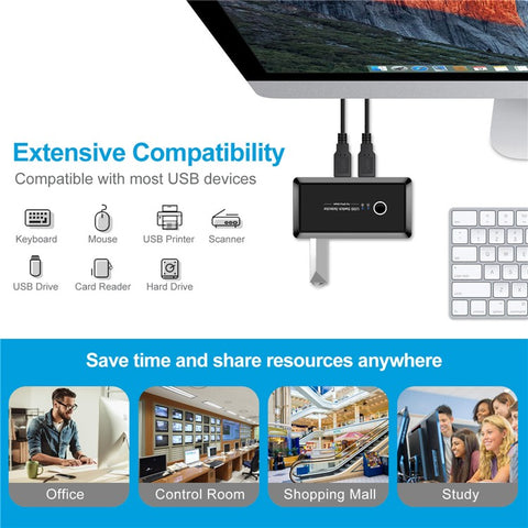USB 3.0 Switcher Selector 2 Computers Sharing 4 USB Devices Suitable for Mouse Keyboard Printer USB Flash Drive Compatible with Mac OS / Windows / Linux