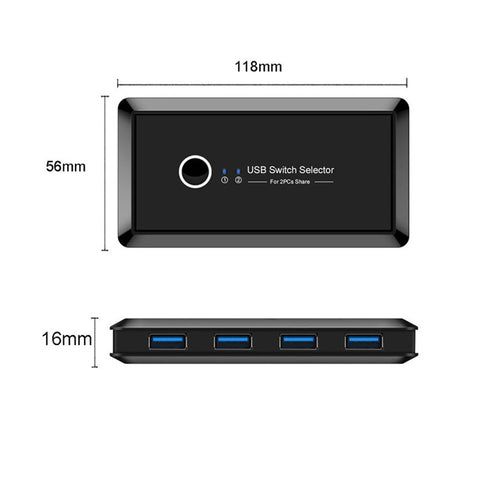 USB 3.0 Switcher Selector 2 Computers Sharing 4 USB Devices Suitable for Mouse Keyboard Printer USB Flash Drive Compatible with Mac OS / Windows / Linux