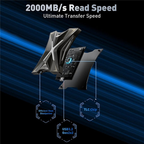 MOVE SPEED RX20 1TB Portable SSD Type-C USB 3.2 Gen 2x2 External Solid State Drive (Read: 2000MB / s, Write: 1800MB / s)