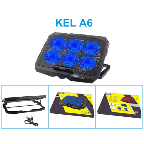 A6 Ergonomic Laptop Cooling Stand Height Adjustable Notebook Cooler with 6 Fans