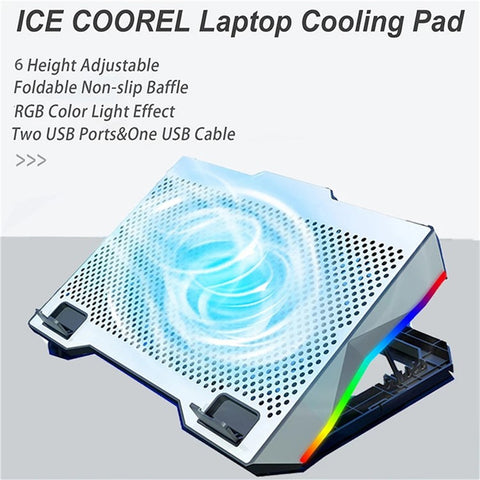 S601 Adjustable Height Gaming Laptop Cooling Pad RGB Light Notebook Cooler with Phone Holder