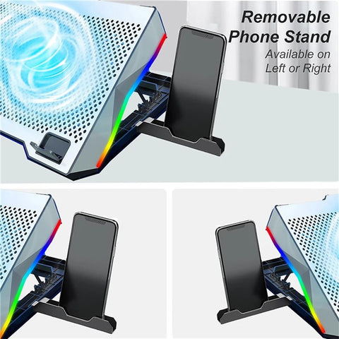S601 Adjustable Height Gaming Laptop Cooling Pad RGB Light Notebook Cooler with Phone Holder