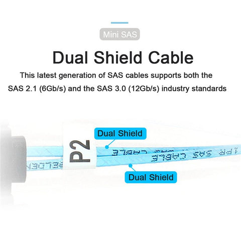 SF-050-0.5M 50cm OCuLink PCIe PCI-Express SFF-8611 8x 8-Lane to Dual SFF-8087 4x SSD Data Active Cable