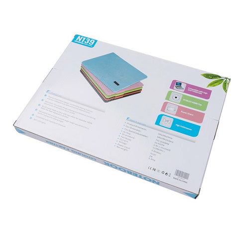 N139 Height Adjustable Laptop Cooling Stand Desktop Notebook Dual Fan Cooler Pad with LED Light