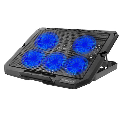 X5 Mute 5-Fan Laptop Cooling Stand Adjustable Wind Speed 7-Gear Height Notebook Cooler