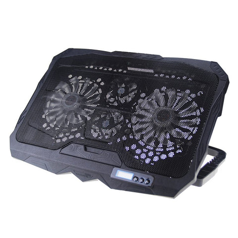 S18 Notebook Router 4-Fan Cooler Radiator Adjustable Wind Speed Laptop Cooling Pad with Display Screen