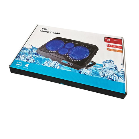 S18 Notebook Router 4-Fan Cooler Radiator Adjustable Wind Speed Laptop Cooling Pad with Display Screen
