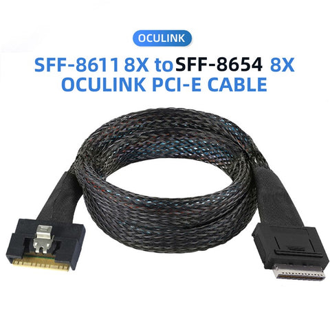 SF-076-0.5M Oculink PCI-E PCI-Express SFF-8611 8i to SFF-8654 8i 8x Slimline SSD Data Active Cable