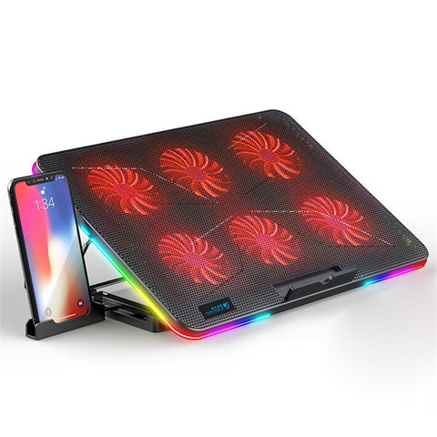 COOLCOLD F5 15.6-inch Laptop Cooling Base RGB Light Height Adjustable Notebook Cooler Stand with 2 USB Ports