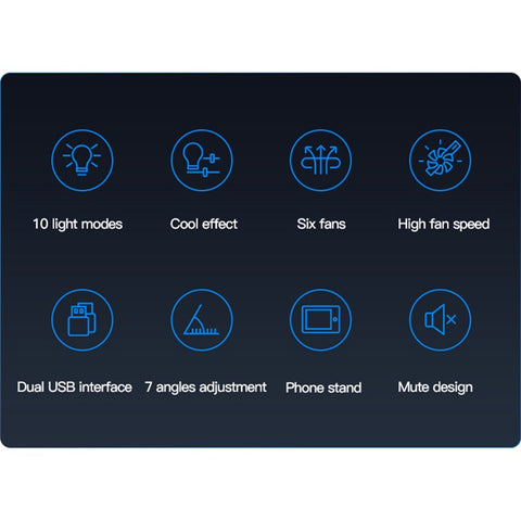 COOLCOLD F5 15.6-inch Laptop Cooling Base RGB Light Height Adjustable Notebook Cooler Stand with 2 USB Ports