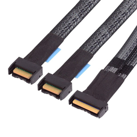 SF-080 PCI-E 5.0 Mini Cool Edge IO MCIO STR PCI-E 8i 74Pin Male to Dual MCIO 38Pin Male Extender Cable 50cm
