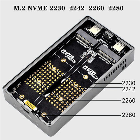 UC-031 Dual NVME M.2 NGFF M-Key to USB-C Type-C Raid0 Raid1 JOBD Big Enclosure 20Gbps with Fan Raid0 Hyper Adapter