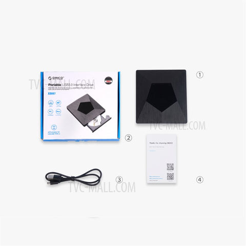 ORICO XD007 External USB 3.0 Optical Driver CD/DVD-ROM Burner for Laptop Windows Mac