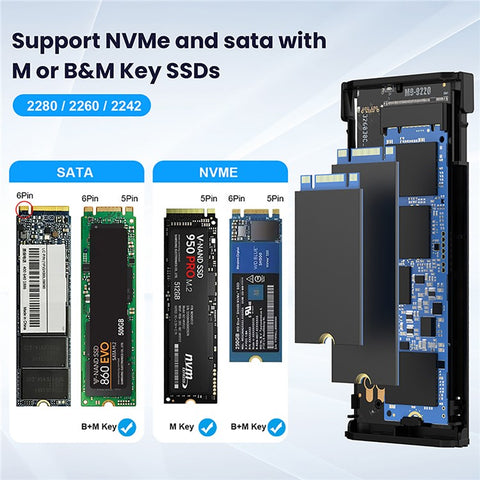 UC-145-20G RTL9220 Type-C USB3.2 USB4 20Gbps to M-Key M.2 NGFF NVME SATA SSD PCBA Enclosure