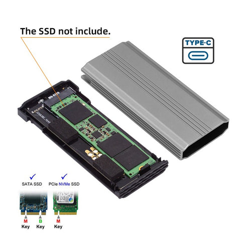 UC-145-20G RTL9220 Type-C USB3.2 USB4 20Gbps to M-Key M.2 NGFF NVME SATA SSD PCBA Enclosure