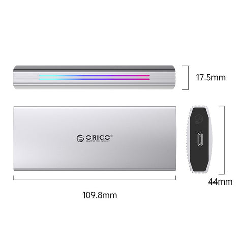 ORICO ORICO-M2R2-G2 10Gbps M.2 NVMe SSD Case RGB Light Design Hard Drive Enclosure Laptop PC External Hard Disk Case