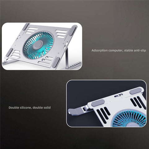 R-JUST HZ44 Foldable Height Adjustable Laptop Cooling Fan Base Metal Notebook Cooler Stand