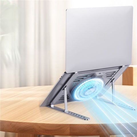R-JUST HZ44 Foldable Height Adjustable Laptop Cooling Fan Base Metal Notebook Cooler Stand