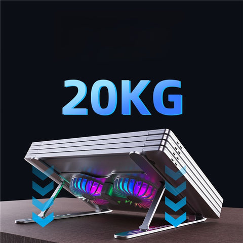 R-JUST HZ45 Foldable Height Adjustable Dual Fan Laptop Cooling Stand Notebook Metal Cooler