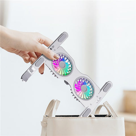 R-JUST HZ45 Foldable Height Adjustable Dual Fan Laptop Cooling Stand Notebook Metal Cooler