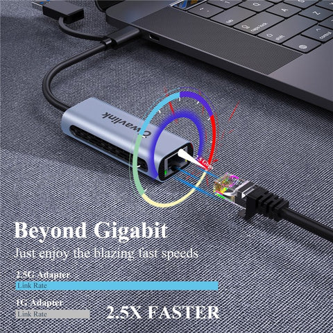 WAVLINK NWU330GCA 2.5G USB-C to RJ-45 Ethernet Adapter 2-in-1 Network Converter