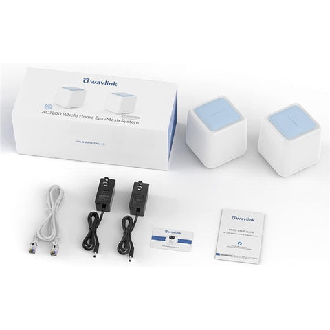 WAVLINK WS-WN535M2-C 2pcs Mesh Wireless Router 2.4G / 5.0GHz AC1200 Dual Band WiFi Signal Booster with 2pcs Power Adapter for Home Office