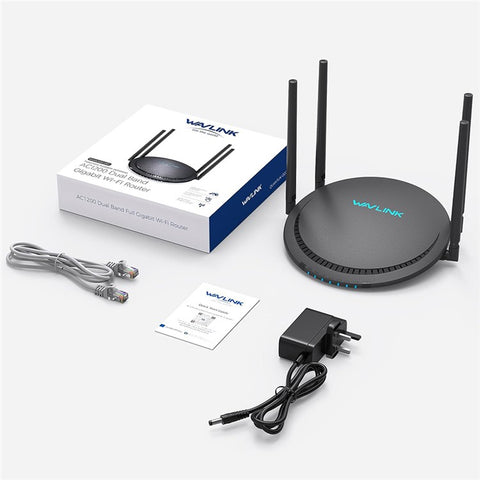 WAVLINK WS-WN531P3-B AC1200 Wireless Routers WAN / LAN Port Signal Booster Wireless Repeater with 4x5dBi Antennas