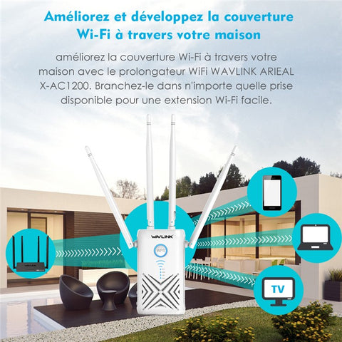 WAVLINK WN579X3 AC1200 Wireless Router 2.4G / 5G Dual Band WiFi Repeater with 4x 5dBi Antennas