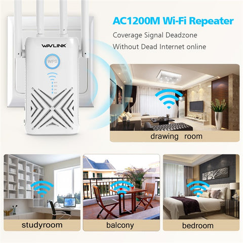 WAVLINK WN579X3 AC1200 Wireless Router 2.4G / 5G Dual Band WiFi Repeater with 4x 5dBi Antennas