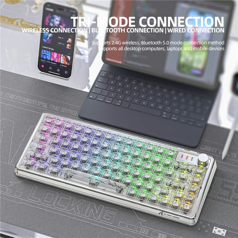 ATTACK SHARK K75 RGB Wireless Hot-Swappable Mechanical Keyboard Three Mode Bluetooth-compatible Transparent Keyboard