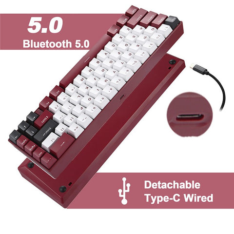 MOTOSPEED BK67 Bluetooth-compatible 5.0 Wireless / Wired 67 Keys RGB Backlight Keyboard Computer Laptop Gaming Mechanical Keyboard